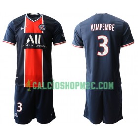 Paris Saint Germain Presnel Kimpembe 3 Bambino Maglia Prima 2020/2021 Manica Corta (+ Pantaloncini)